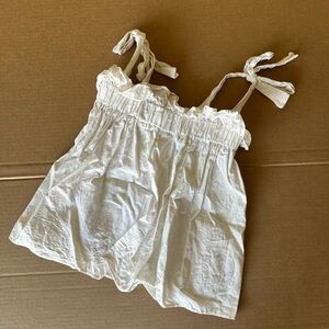 White tank top with ribbon straps